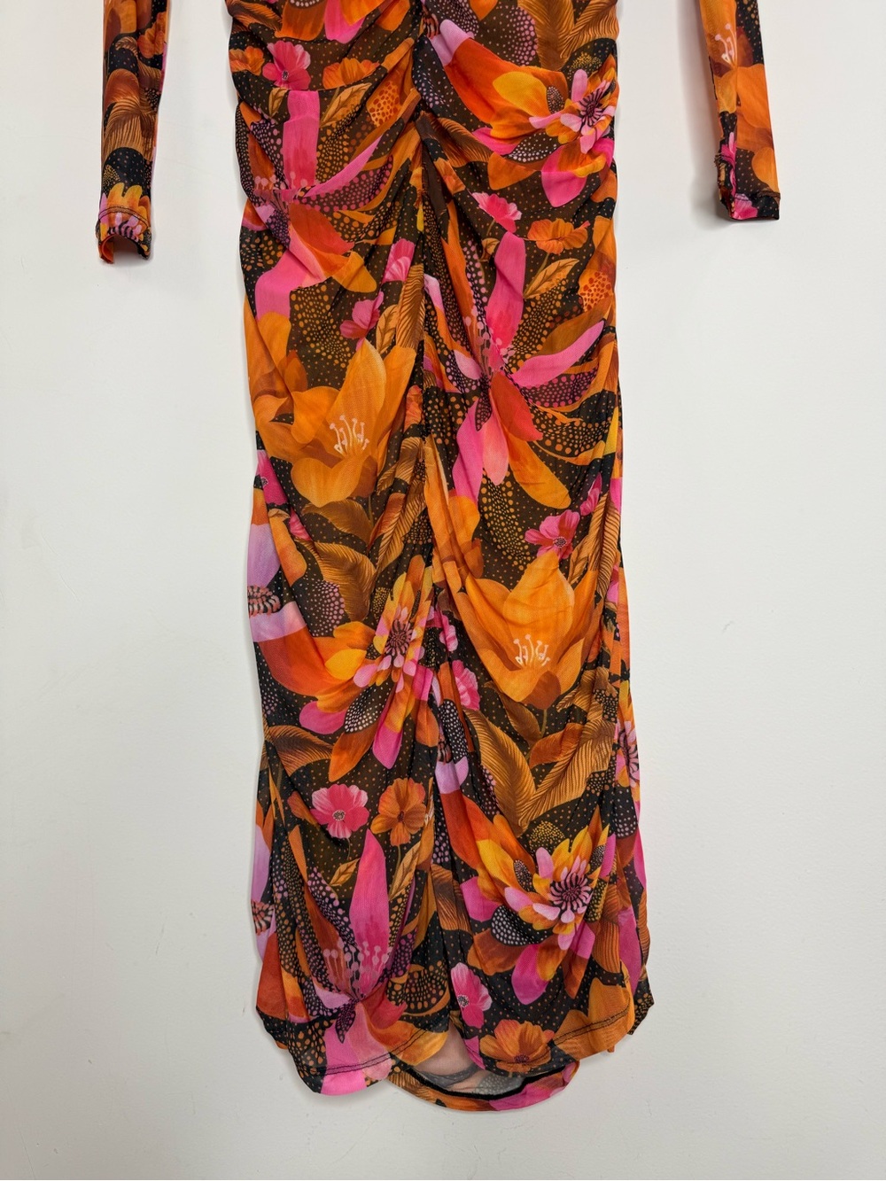 Farm Rio x Anthropologie Long Sleeve Ruched Midi Dress Size S Floral Print NWT - Picture 11 of 15